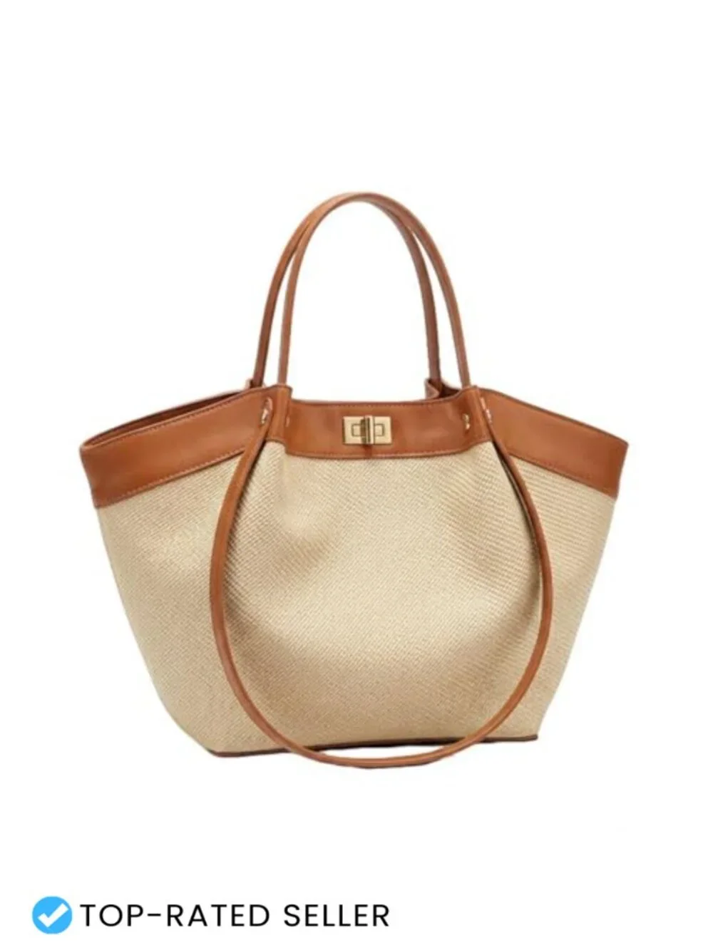 Canvas & Faux Leather Satchel Handbag Winged Top-Handle Tote Work Purse Laptop